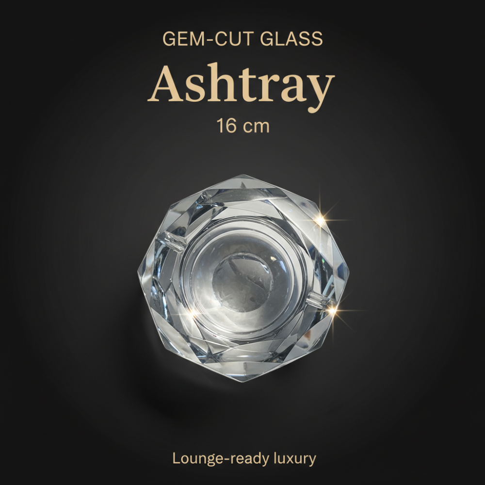 Luxury Crystal Ashtray 16 cm | Heavy Faceted Glass Statement Piece