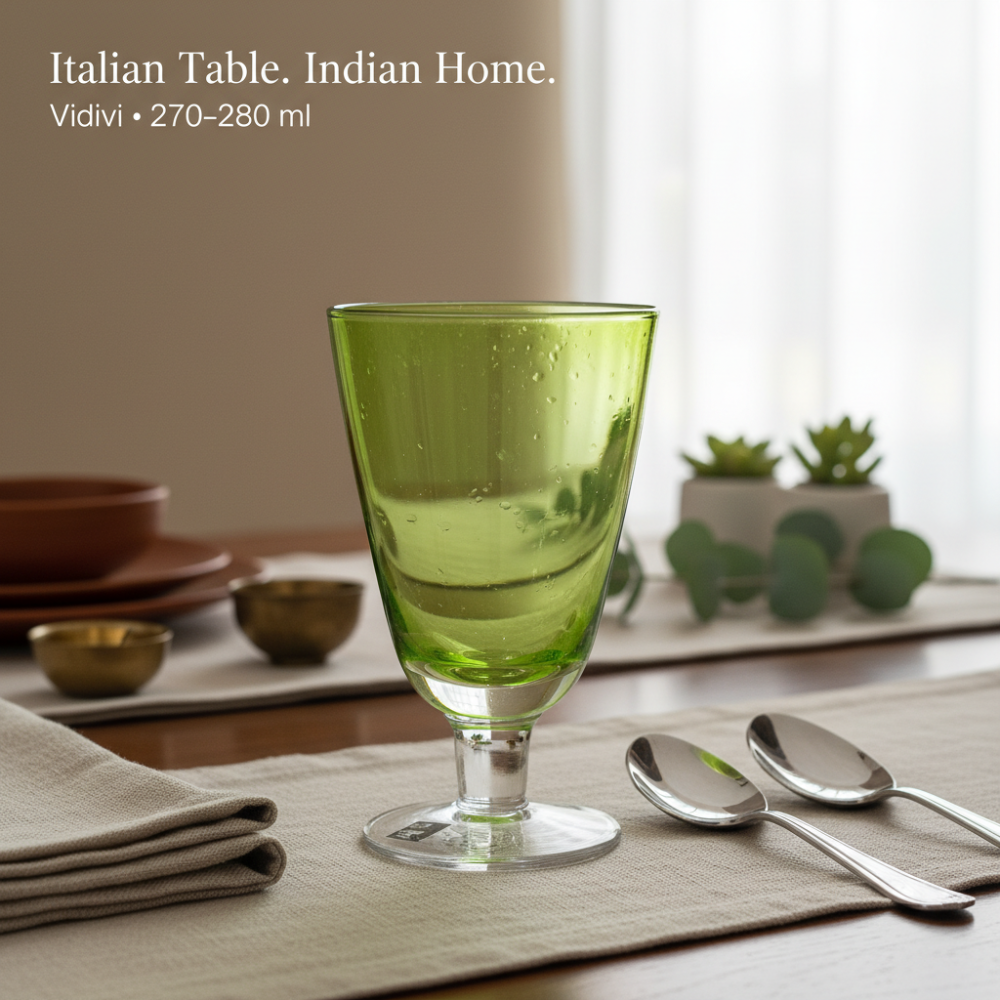 Vidivi Italy Lime Green Goblet (270–280 ml) – Premium Italian Coloured Stem Glass