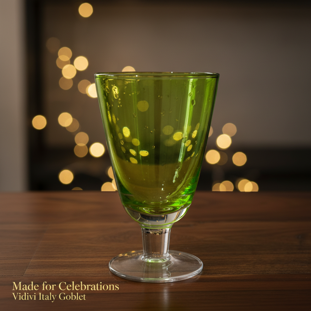 Vidivi Italy Lime Green Goblet (270–280 ml) – Premium Italian Coloured Stem Glass