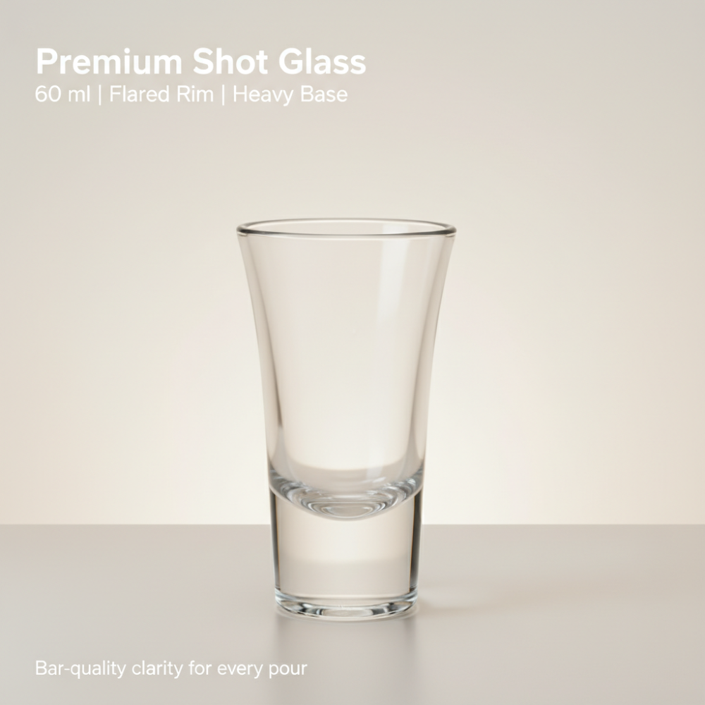 Premium 60 ml Shot Glass | Flared Rim Heavy Base Shooter Glass