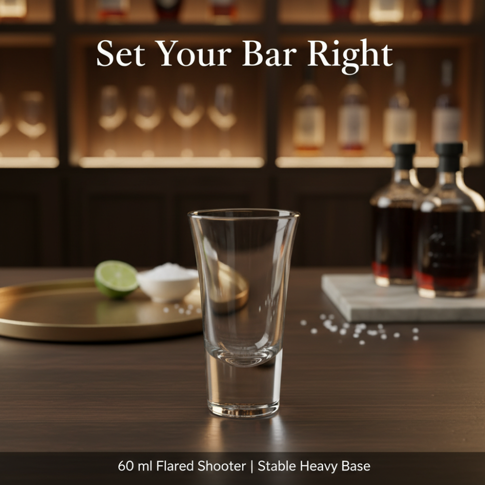 Premium 60 ml Shot Glass | Flared Rim Heavy Base Shooter Glass