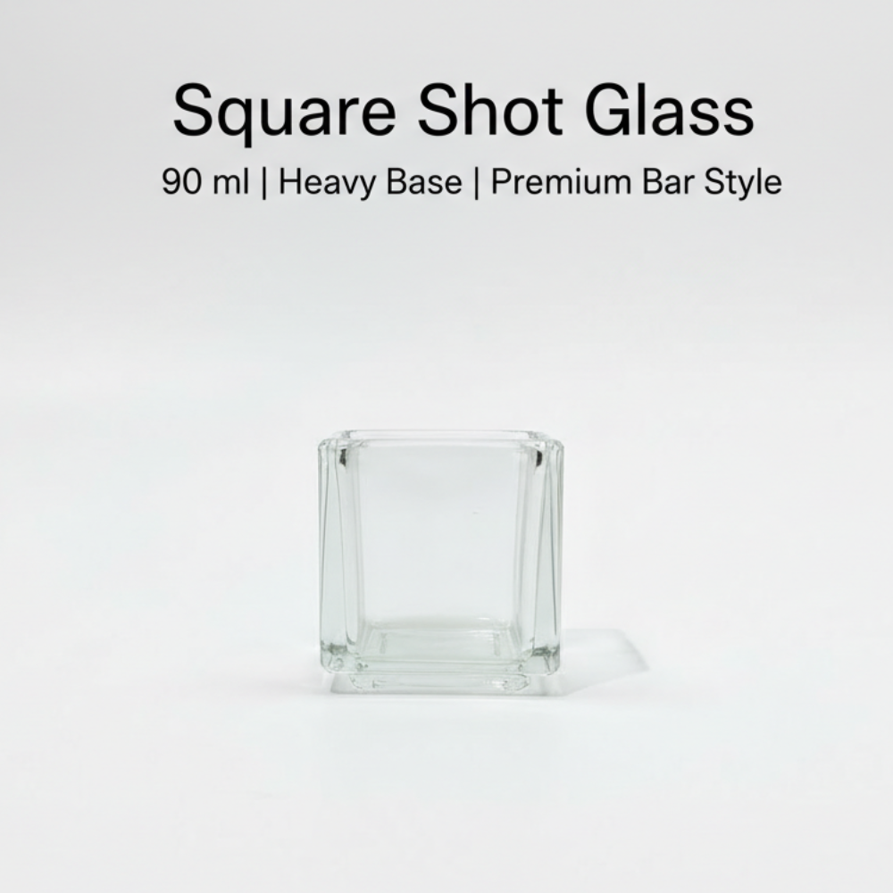 90 ml Square Shot Glass – Heavy Base Premium Clear Glass