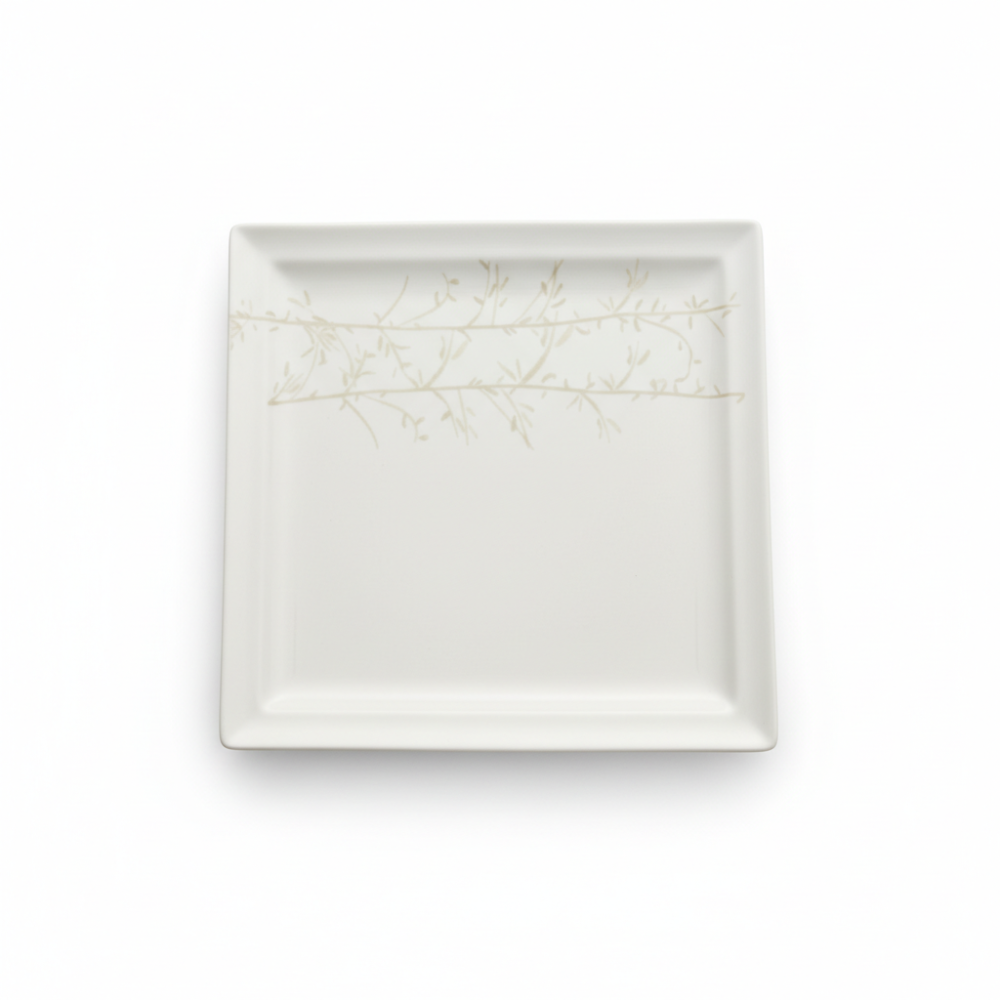 RAK Square Serving Platter 31x31 cm | Premium White Botanical Plate (UAE)