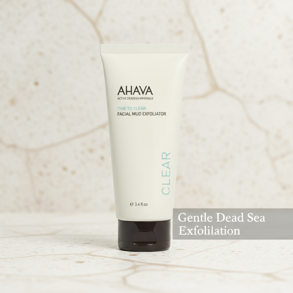 AHAVA Facial Mud Exfoliator | Gentle Dead Sea Mineral Polish