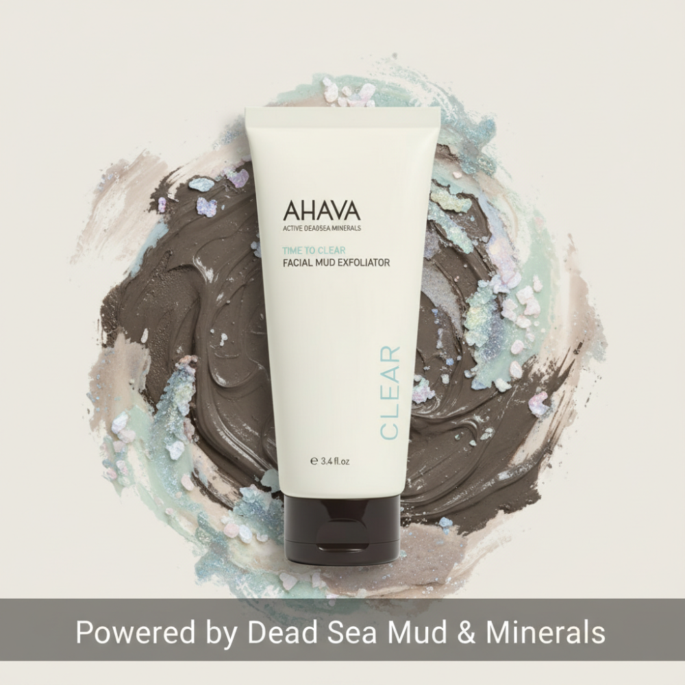 AHAVA Facial Mud Exfoliator | Gentle Dead Sea Mineral Polish