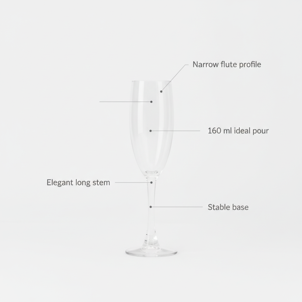 Arcoroc Champagne Flute Glass (160ml) – Elegant Sparkling Wine Glass