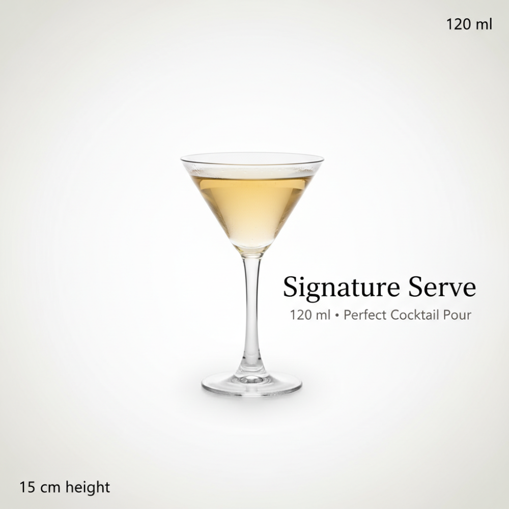 Elegant Martini / Cocktail Glass (120ml, 15cm) – Classic V-Shape Stemware