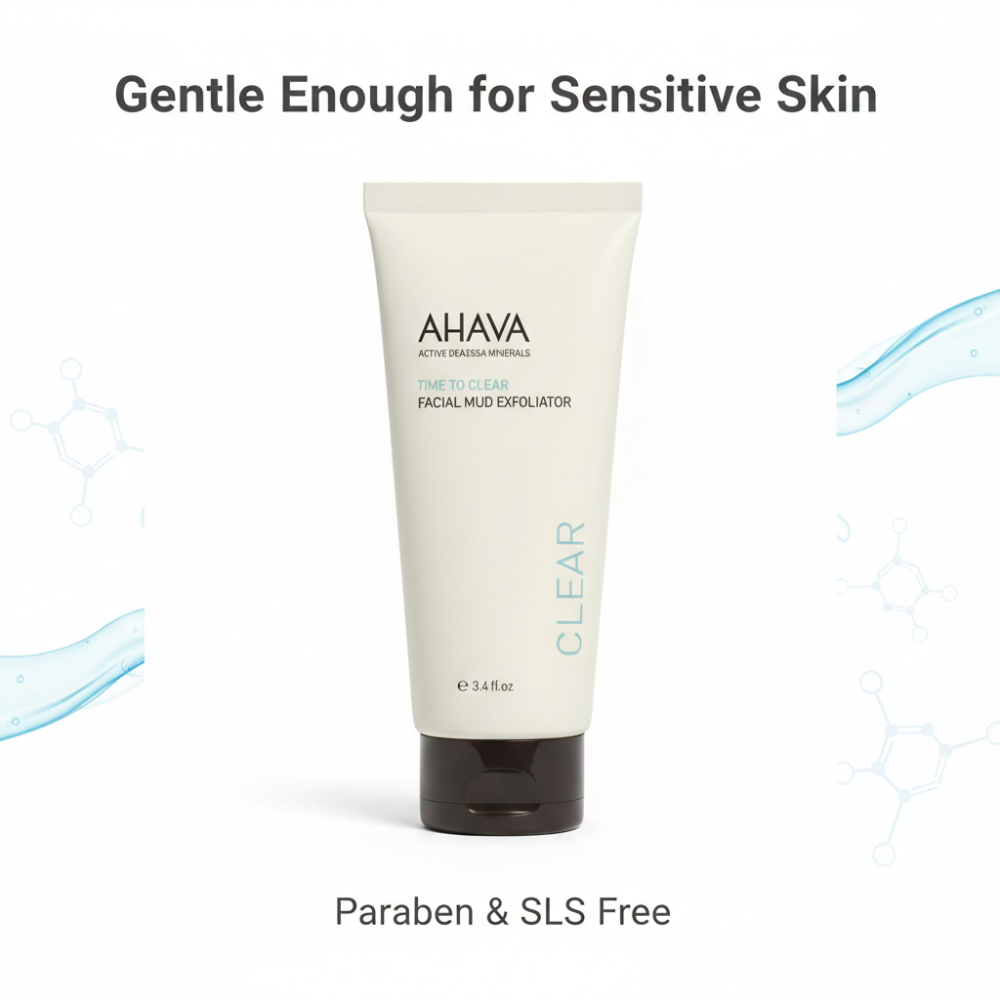 AHAVA Facial Mud Exfoliator | Gentle Dead Sea Mineral Polish