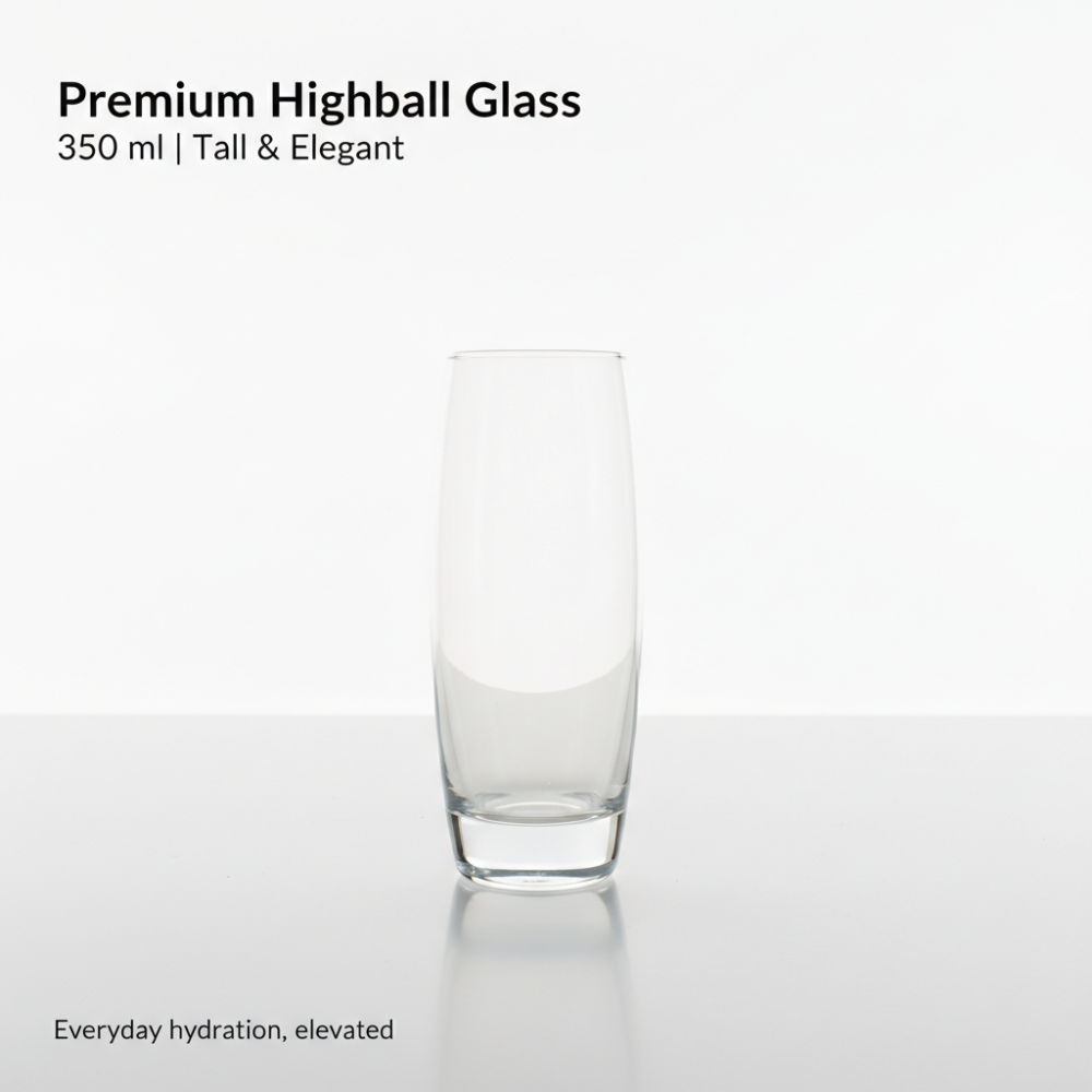 Premium Highball Glass (350 ml) | Tall Water & Mocktail Tumbler