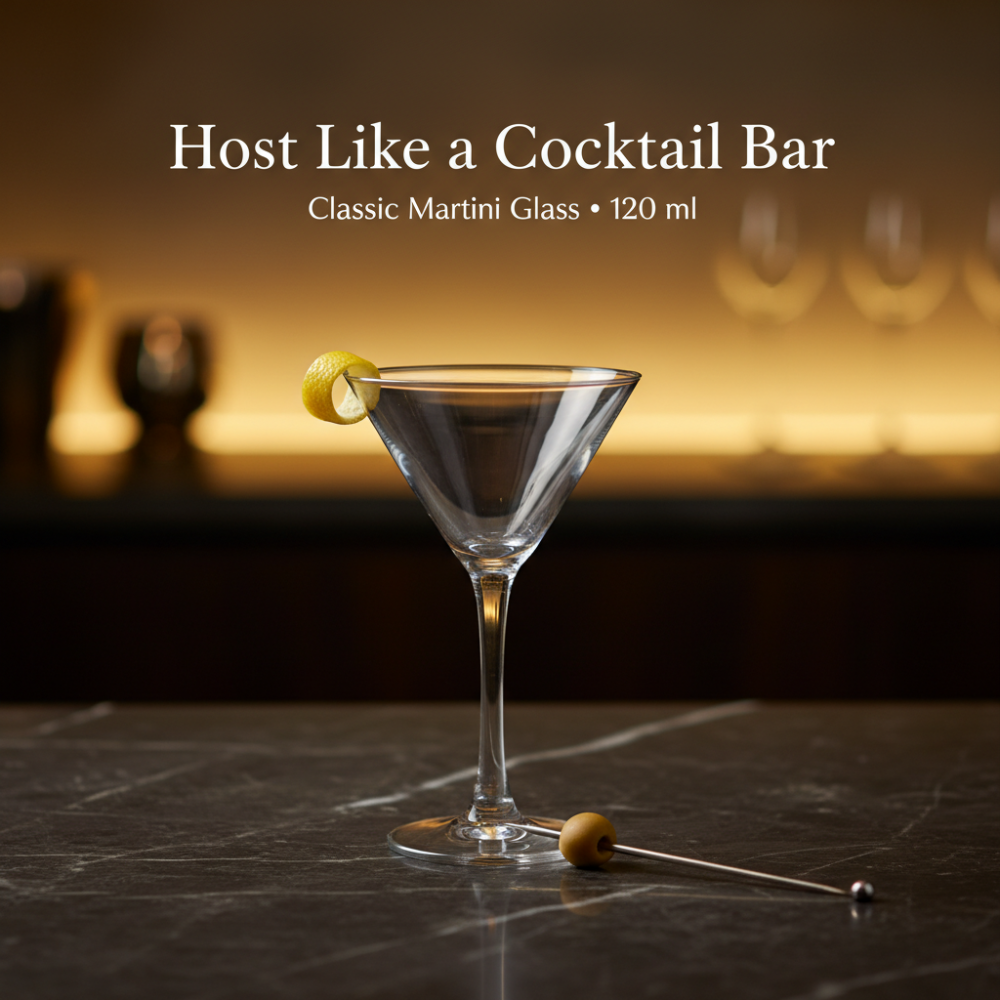 Elegant Martini / Cocktail Glass (120ml, 15cm) – Classic V-Shape Stemware