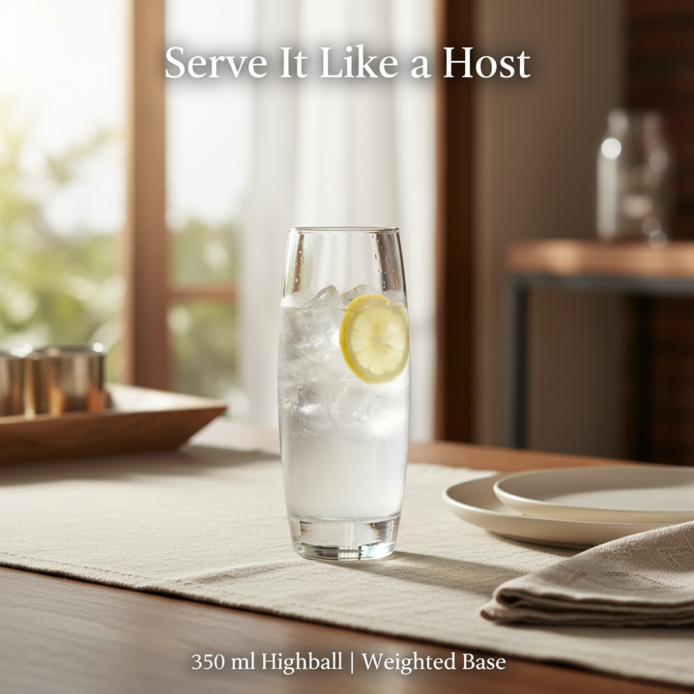 Premium Highball Glass (350 ml) | Tall Water & Mocktail Tumbler