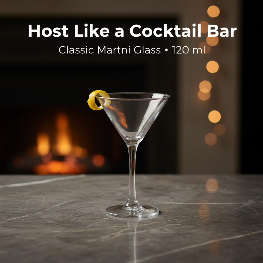 Elegant Martini / Cocktail Glass (120ml, 15cm) – Classic V-Shape Stemware