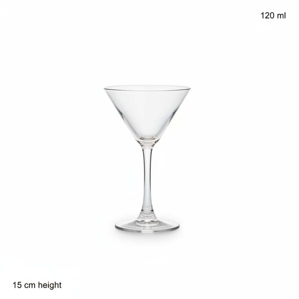 Elegant Martini / Cocktail Glass (120ml, 15cm) – Classic V-Shape Stemware