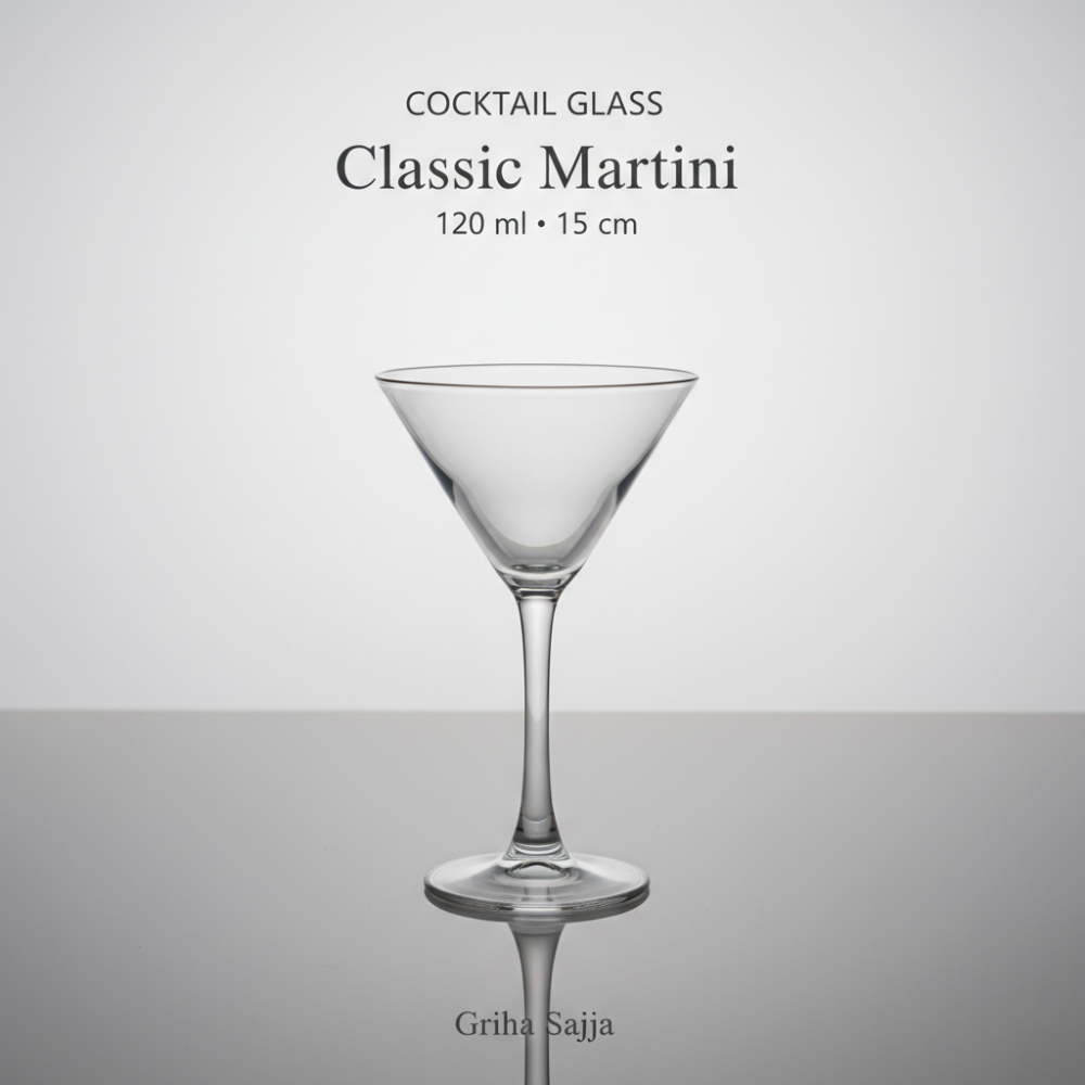 Elegant Martini / Cocktail Glass (120ml, 15cm) – Classic V-Shape Stemware