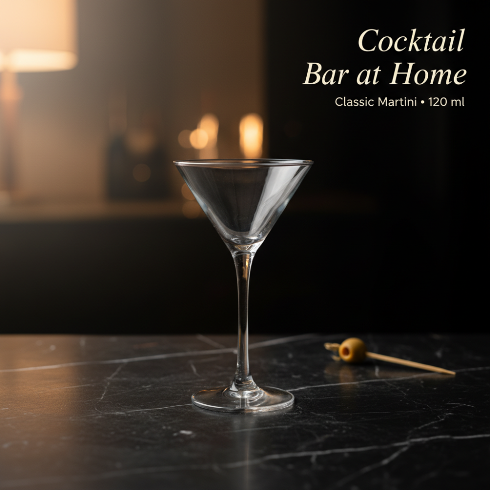 Classic Martini Glass (120ml, 16.2cm) – Sharp V-Shape Cocktail Stemware