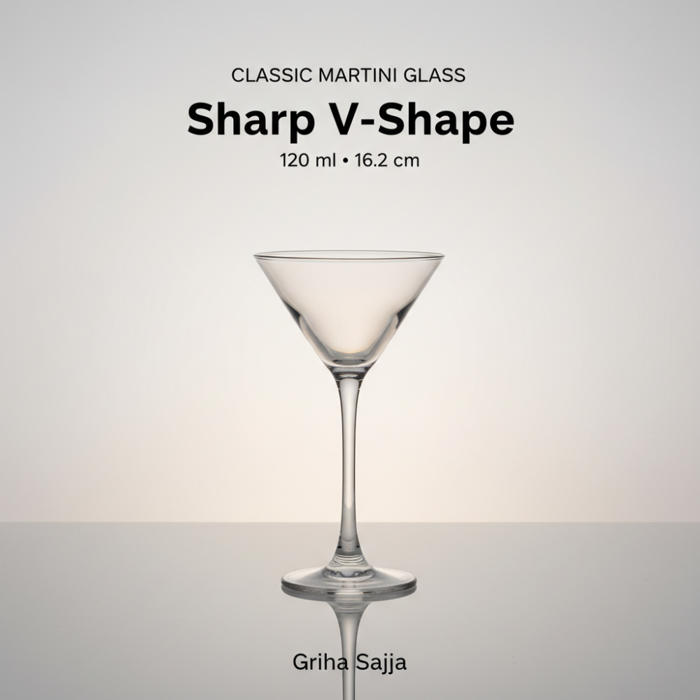 Classic Martini Glass (120ml, 16.2cm) – Sharp V-Shape Cocktail Stemware