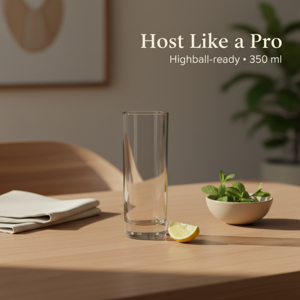 Premium Highball Glass (350 ml) | Tall Weighted Base Drinkware