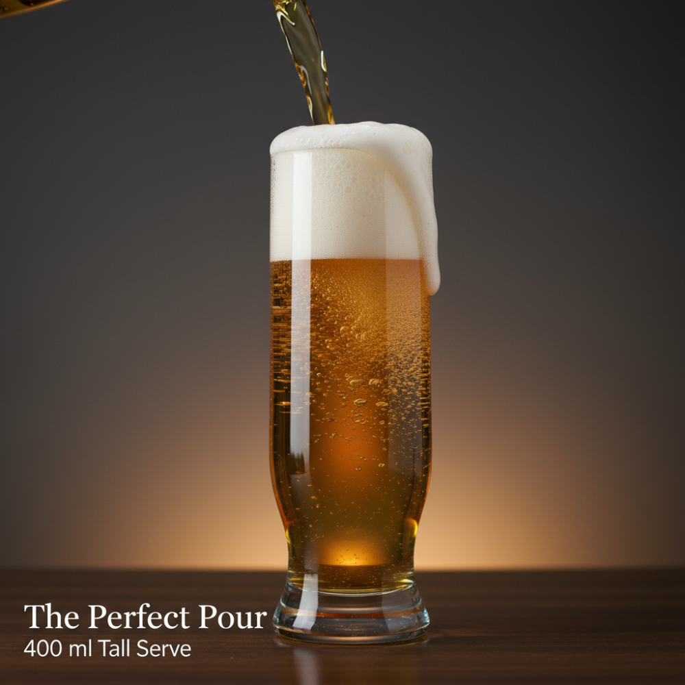 Tall Pilsner Beer Glass 400ml | Weighted Base Premium Glassware