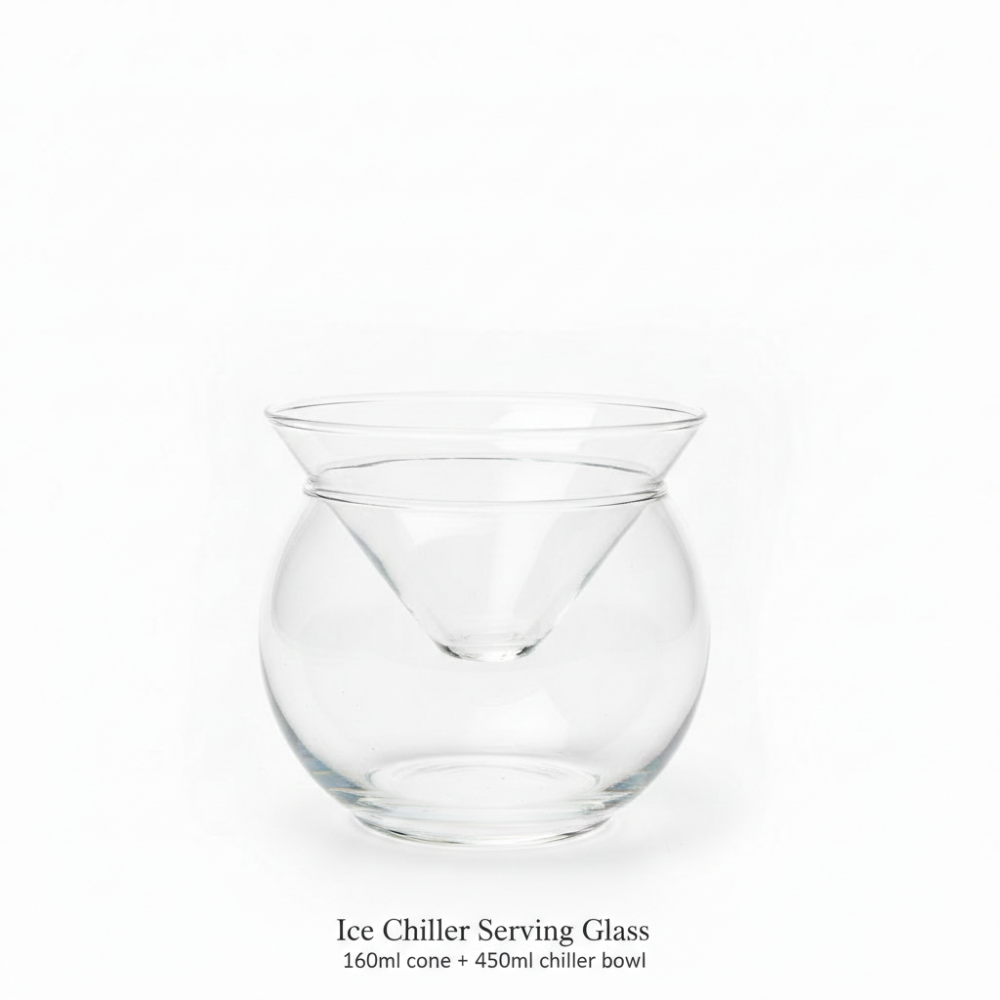 Ice Chiller Glass Bowl with Cone Insert | 160ml + 450ml