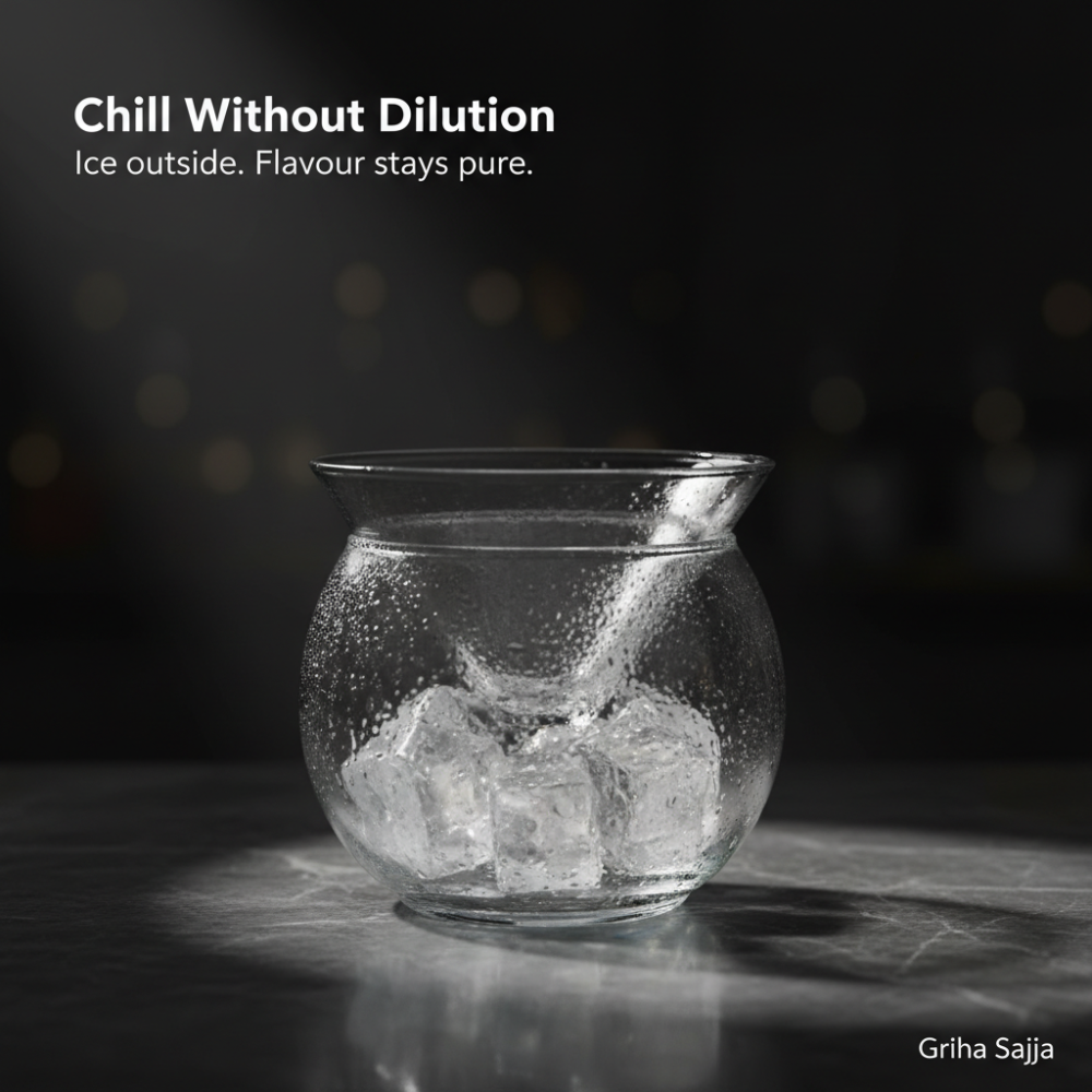 Ice Chiller Glass Bowl with Cone Insert | 160ml + 450ml