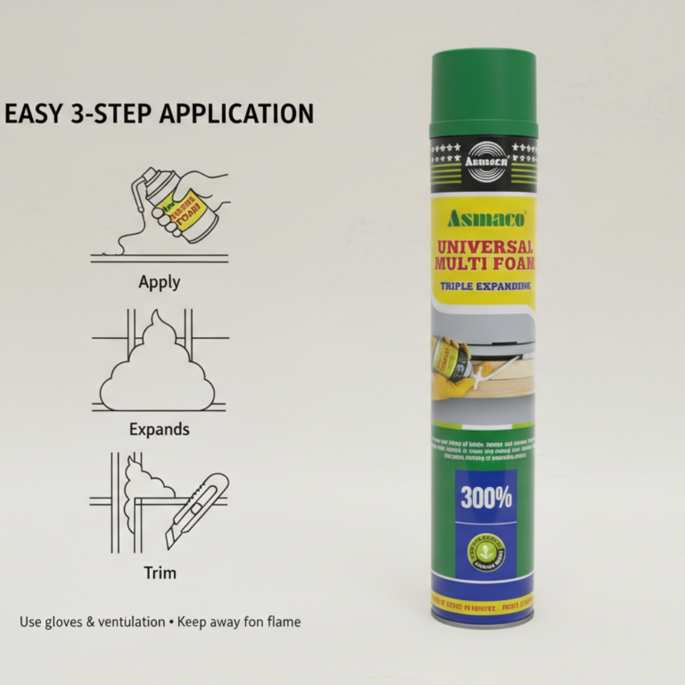 Asmaco Universal Multi Foam 750ml | Triple Expanding 300% Gap Filler