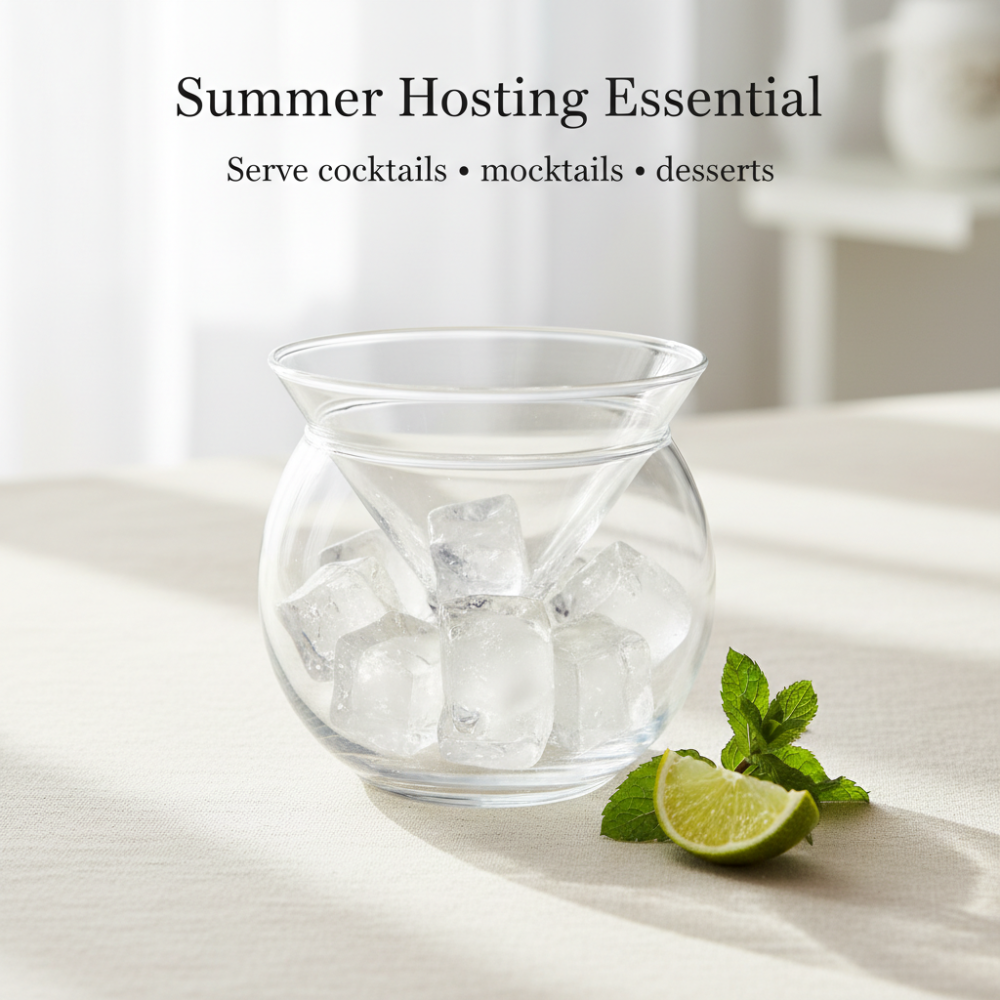 Ice Chiller Glass Bowl with Cone Insert | 160ml + 450ml