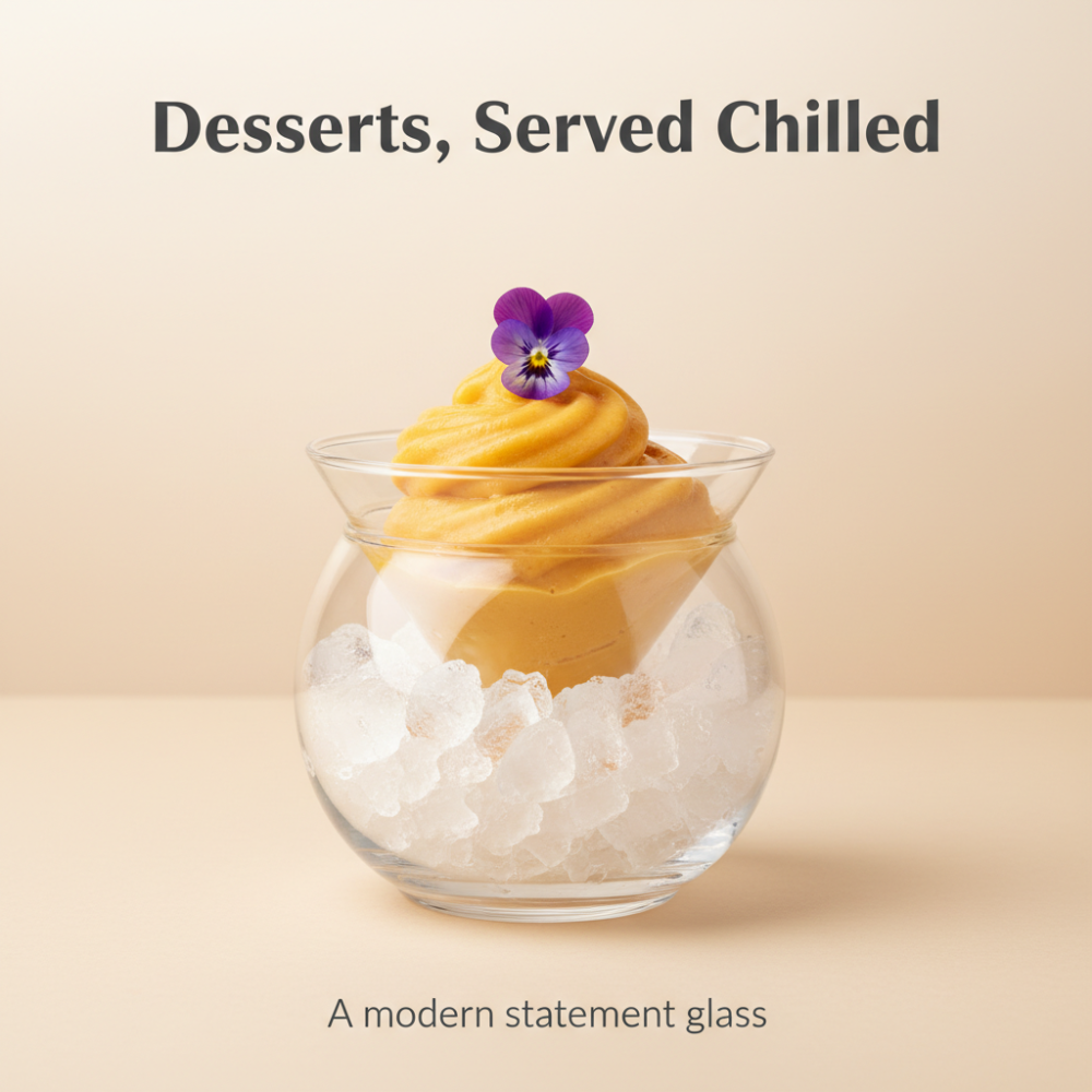Ice Chiller Glass Bowl with Cone Insert | 160ml + 450ml