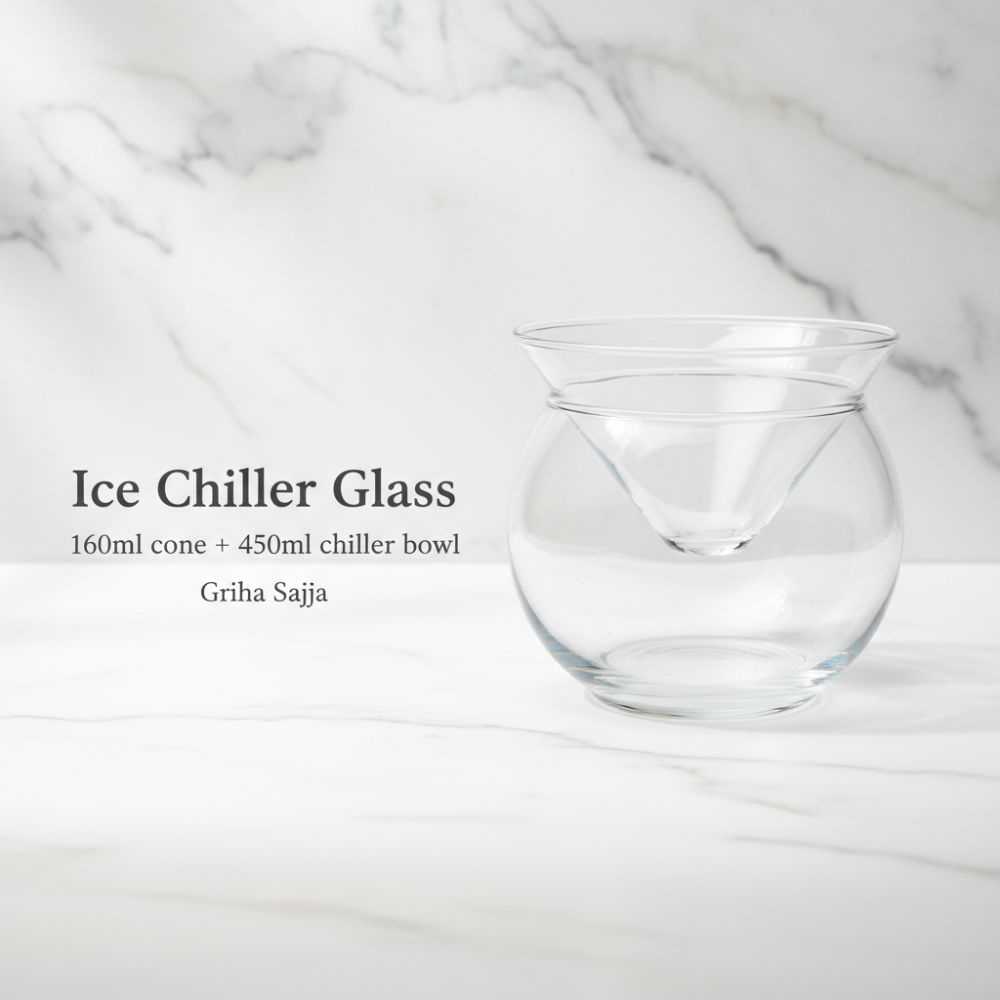 Ice Chiller Glass Bowl with Cone Insert | 160ml + 450ml