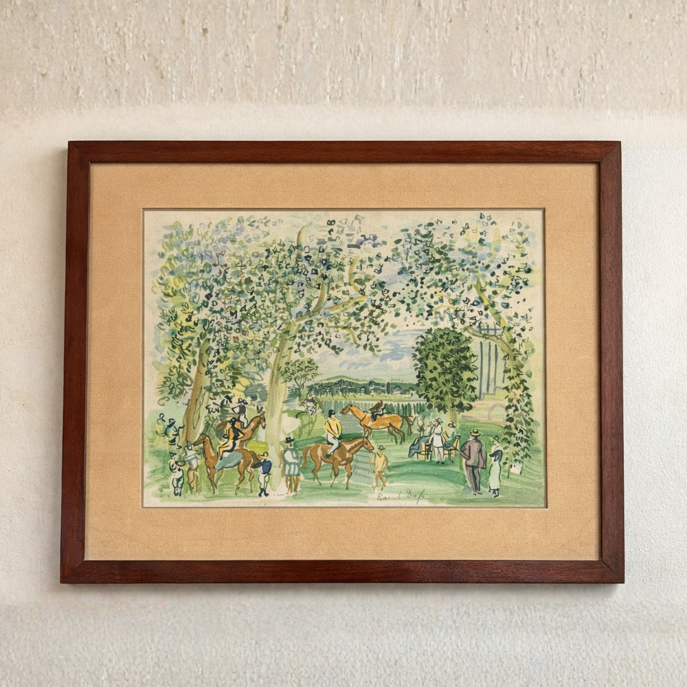 Afternoon at the Races (Watercolor on Paper, Framed)