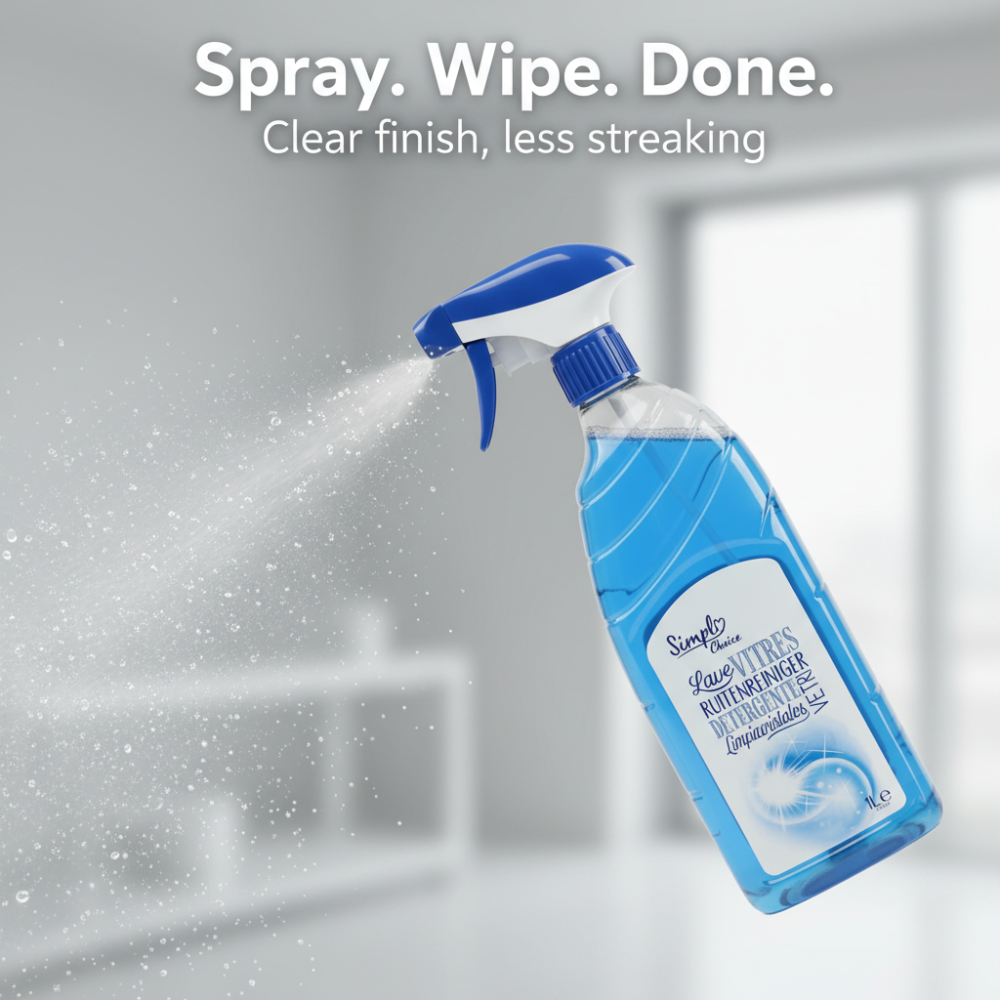 Simple Choice Glass Cleaner Spray 1L | Streak-Free Window & Mirror Cleaner