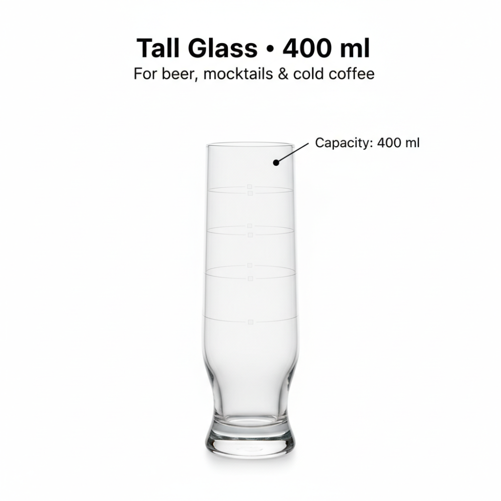 Tall Pilsner Beer Glass 400ml | Weighted Base Premium Glassware