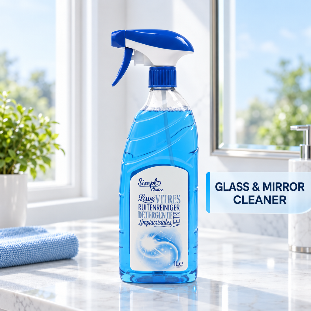 Simple Choice glass and mirror cleaner spray for windows and glossy surfaces