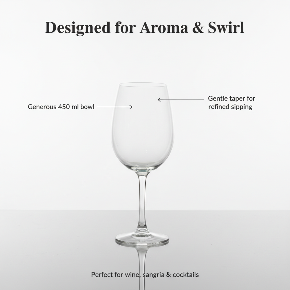 Arcoroc Large Wine Goblet Glass (450 ml) – Elegant Stemware for Wine, Sangria & Cocktails