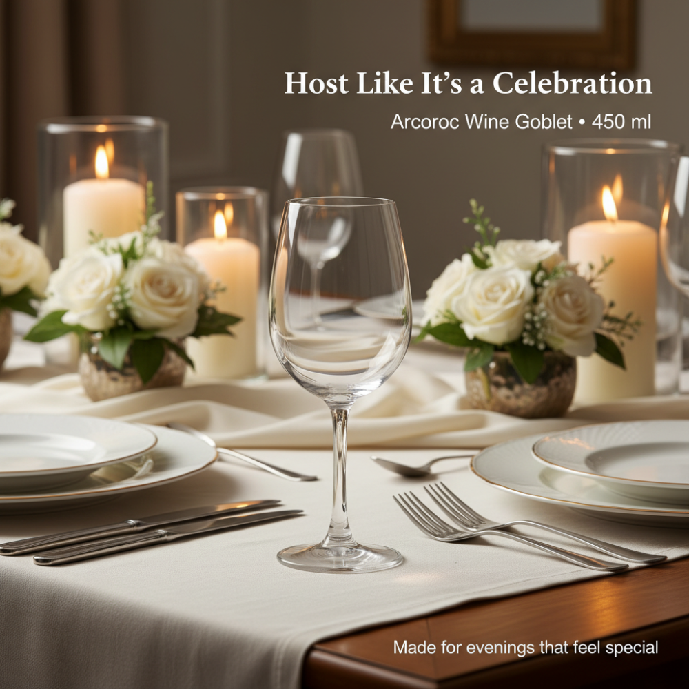 Arcoroc Large Wine Goblet Glass (450 ml) – Elegant Stemware for Wine, Sangria & Cocktails