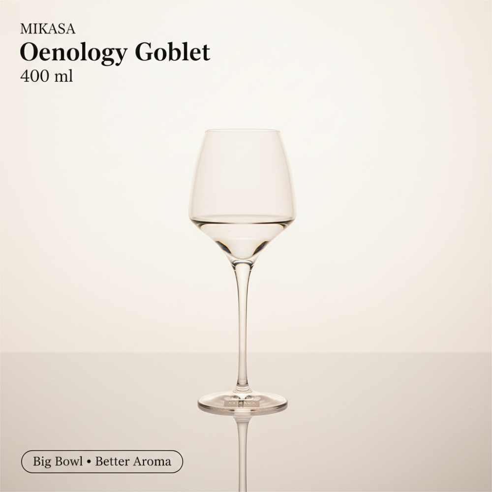 Mikasa Oenology Large Wine Goblet Glass (400 ml) – Premium Stemware for Wine & Cocktails