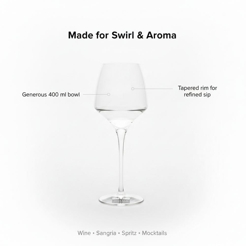Mikasa Oenology Large Wine Goblet Glass (400 ml) – Premium Stemware for Wine & Cocktails