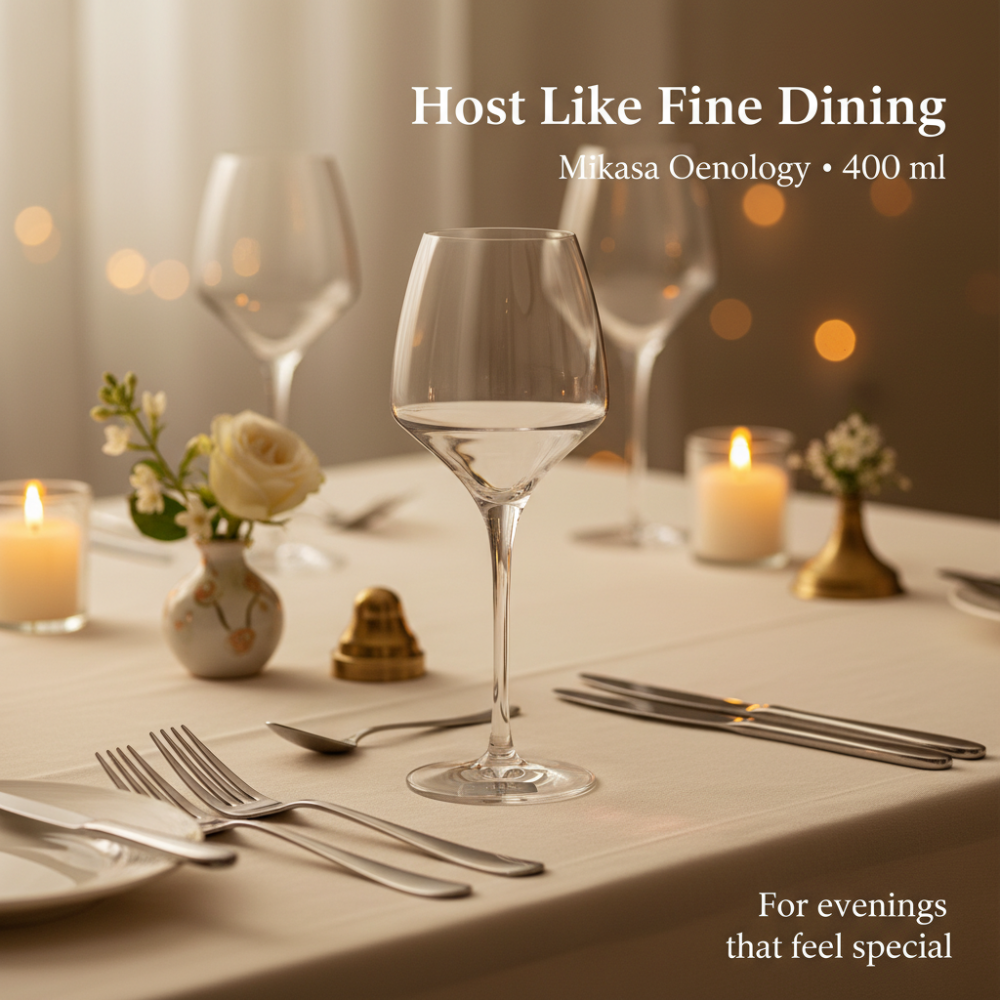 Mikasa Oenology Large Wine Goblet Glass (400 ml) – Premium Stemware for Wine & Cocktails