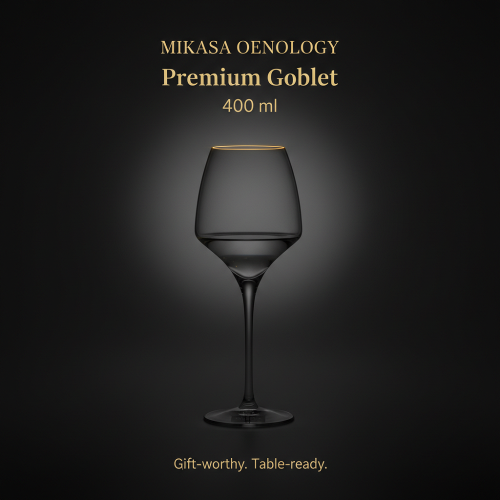 Mikasa Oenology Large Wine Goblet Glass (400 ml) – Premium Stemware for Wine & Cocktails