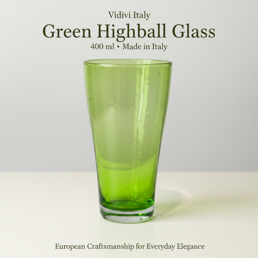 Vidivi Italy Green Highball Glass (400 ml) – Premium Tinted Italian Tumbler