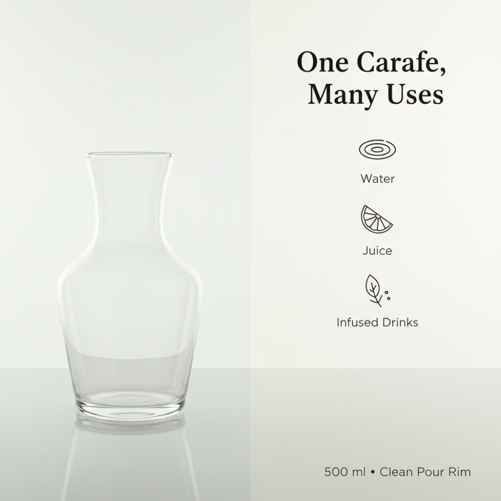 Glass Carafe 500 ml | Premium Table Carafe for Water, Juice & Infused Drinks
