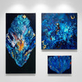 Blue Hues – Set of 3 Handmade Abstract Acrylic Paintings | Modern Blue Wall Art by Abha Kochar