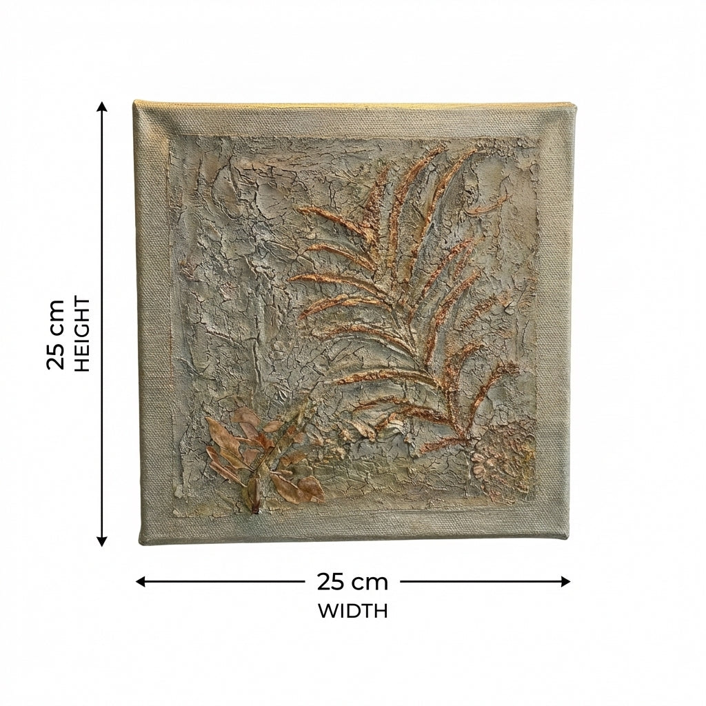 THE MURAL – Luxury Textured Botanical Abstract Painting (25x25 cm) | Neutral Tone Wall Art by Abha Kochar
