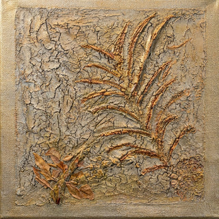 THE MURAL – Luxury Textured Botanical Abstract Painting (25x25 cm) | Neutral Tone Wall Art by Abha Kochar
