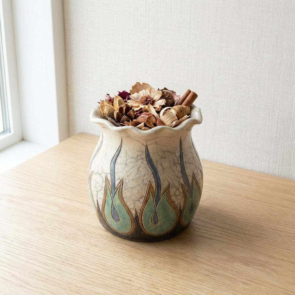 Ceramic Vase Japanese Raku Potery by Rika (RF)