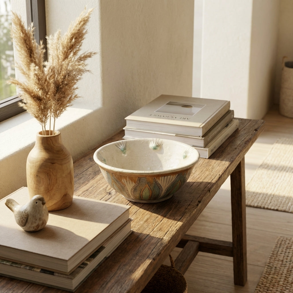 Japanese Raku Pottery Dry Fruit Bowl | Wabi Sabi Handmade Ceramic Decorative Bowl India