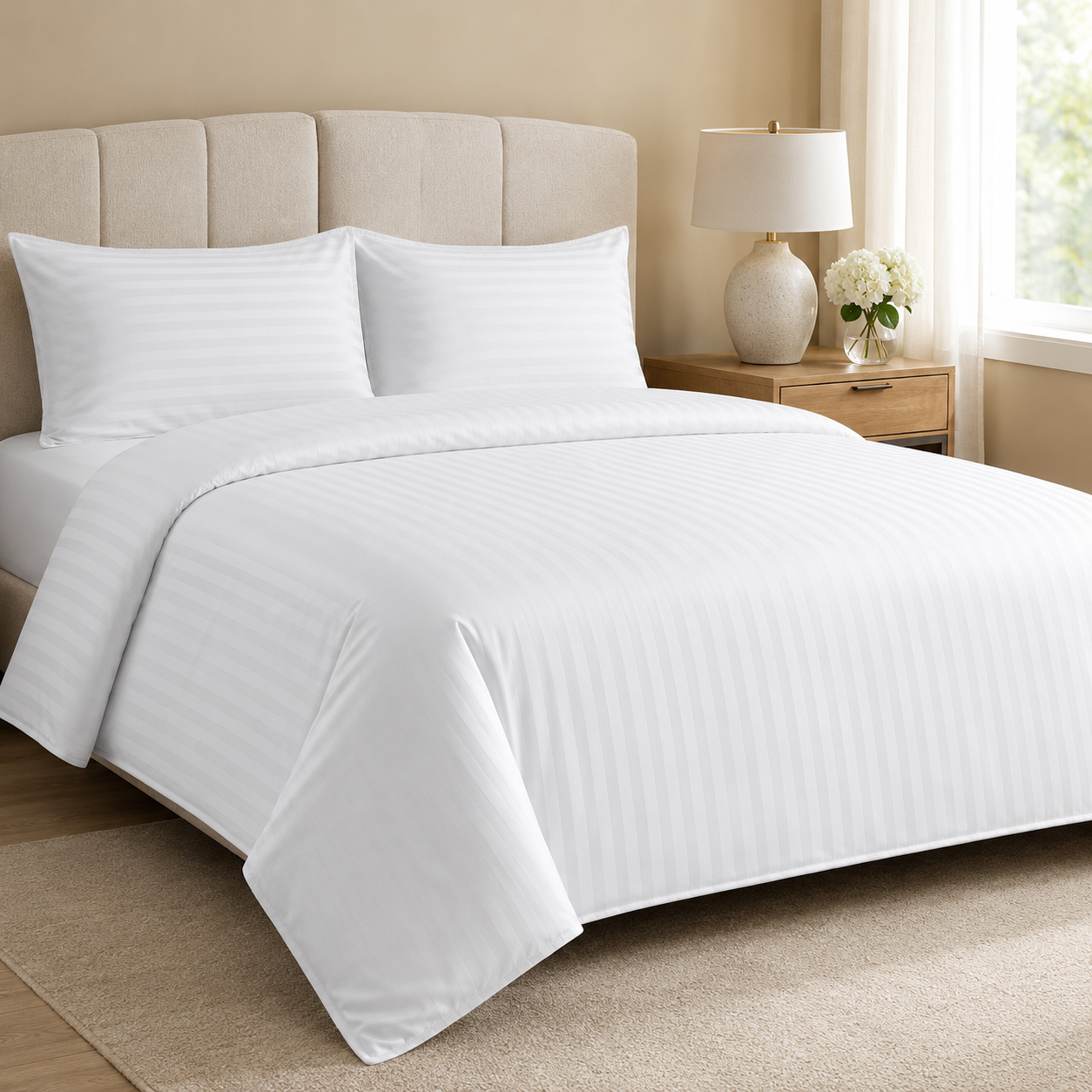 Luxury Egyptian Cotton Bedding Set – White King Size 7-Piece Hotel-Style Bed Linen Set