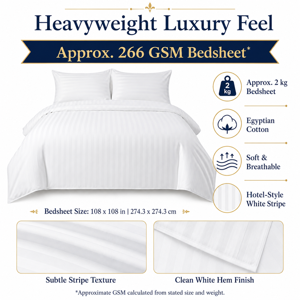Luxury Egyptian Cotton Bedding Set – White King Size 7-Piece Hotel-Style Bed Linen Set