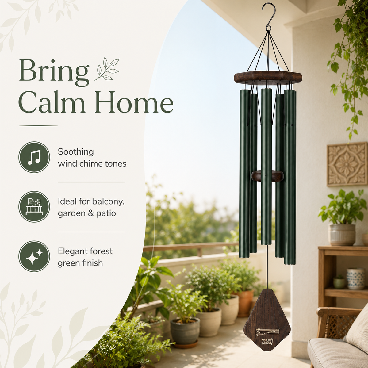 Nature's Melody Premiere Grande wind chime detail view