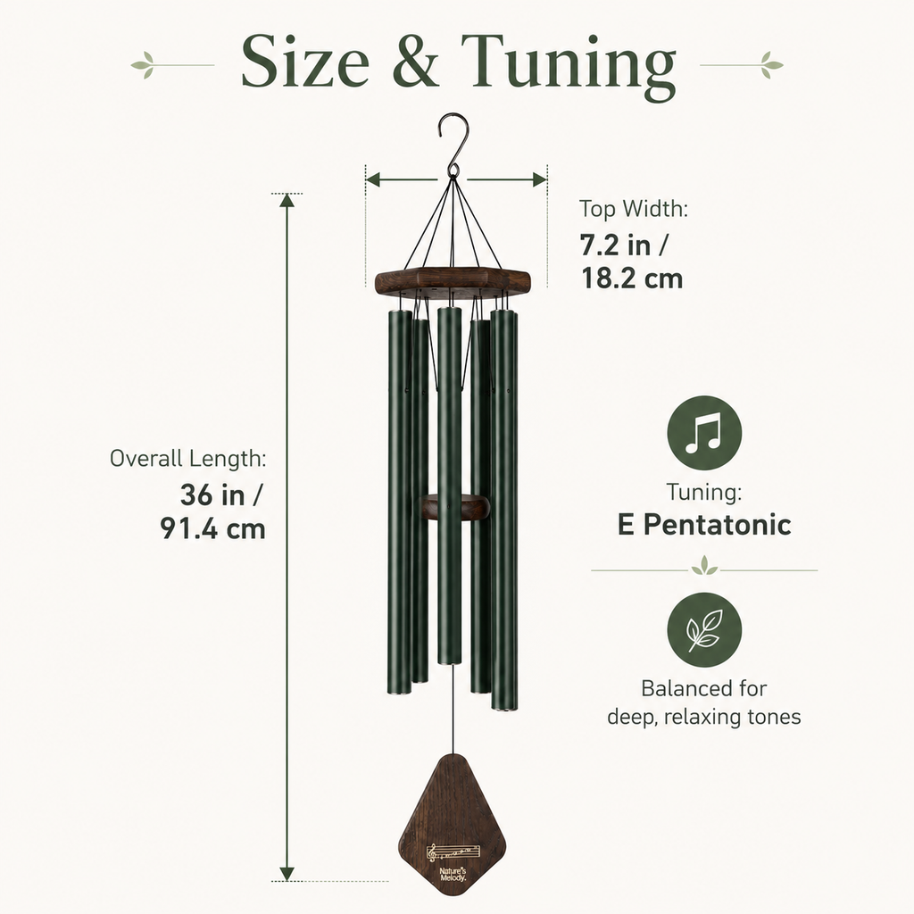 Nature's Melody Premiere Grande aluminium wind chime hanging view