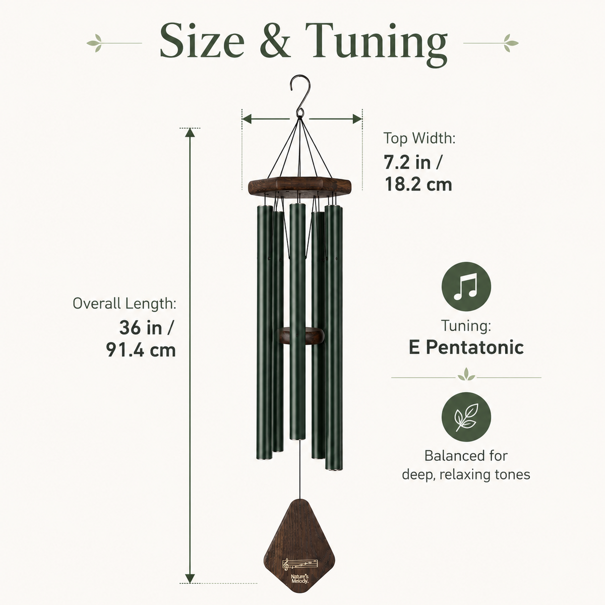 Nature's Melody Premiere Grande aluminium wind chime hanging view